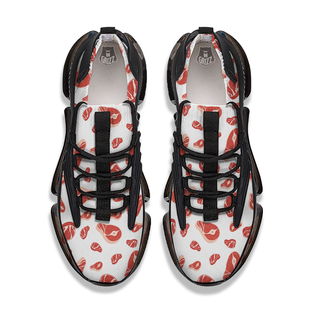 Meat Print Pattern Black Gym Shoes-grizzshop