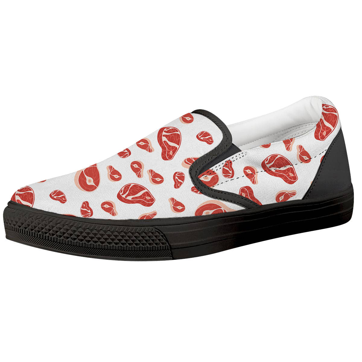 Meat Print Pattern Black Slip On Shoes-grizzshop