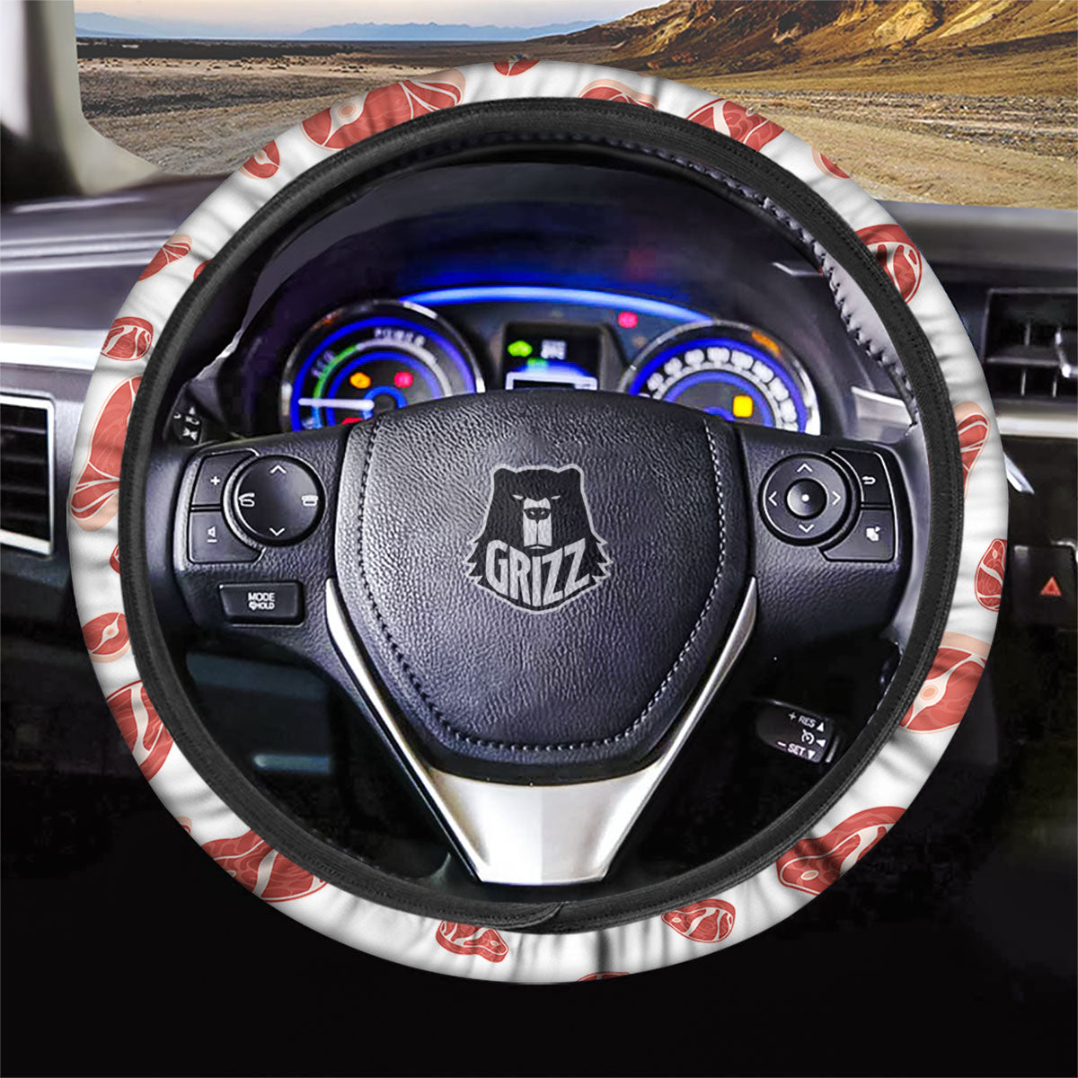 Meat Print Pattern Car Steering Wheel Cover-grizzshop