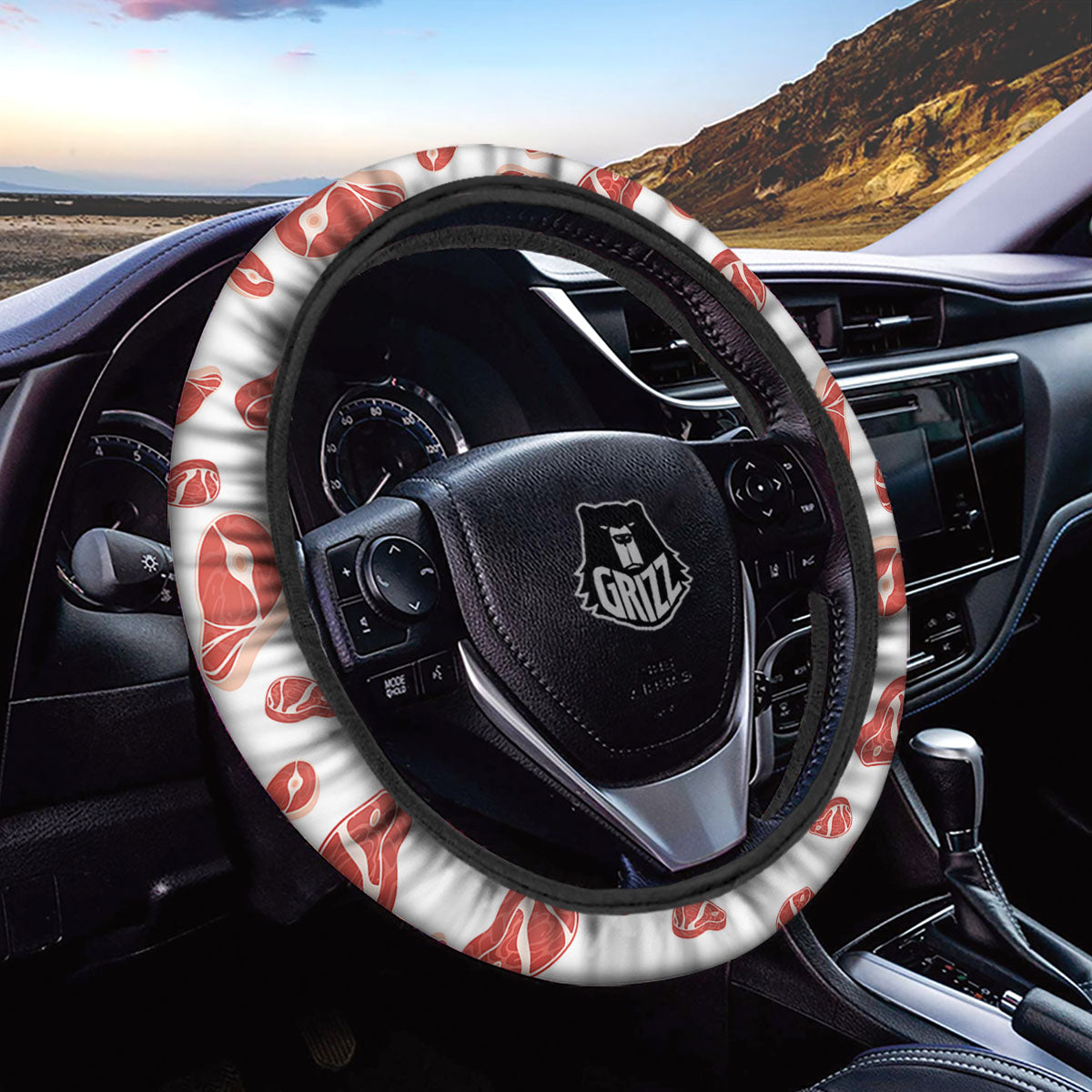 Meat Print Pattern Car Steering Wheel Cover-grizzshop