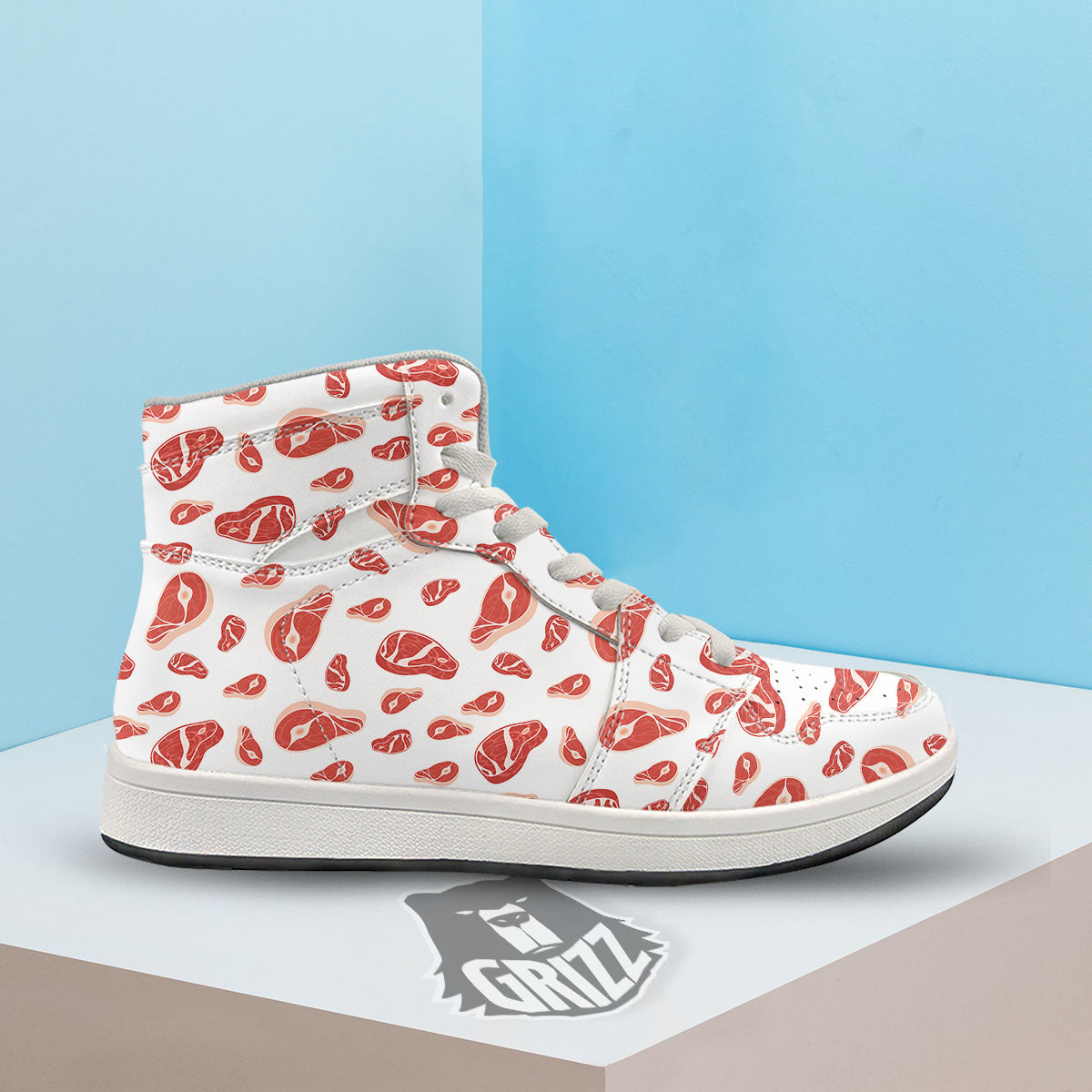 Meat Print Pattern High Top Sneakers-grizzshop