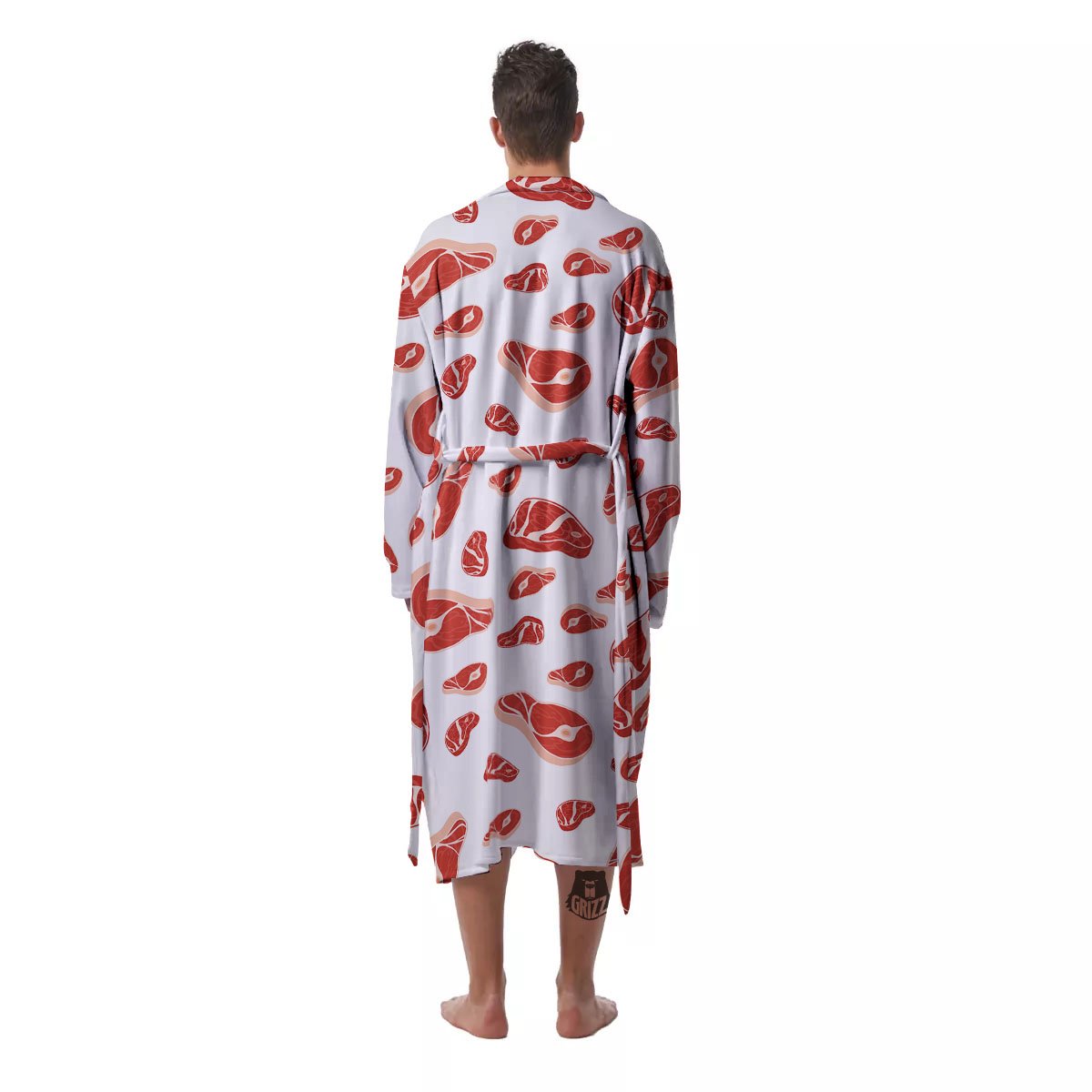 Meat Print Pattern Men's Robe-grizzshop