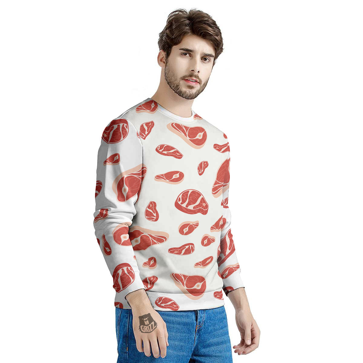 Meat Print Pattern Men's Sweatshirt-grizzshop