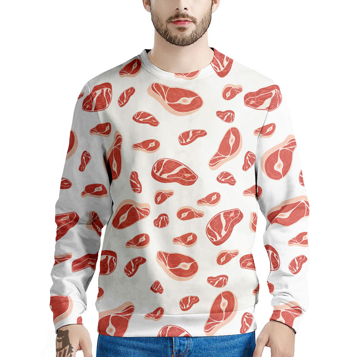 Meat Print Pattern Men's Sweatshirt-grizzshop