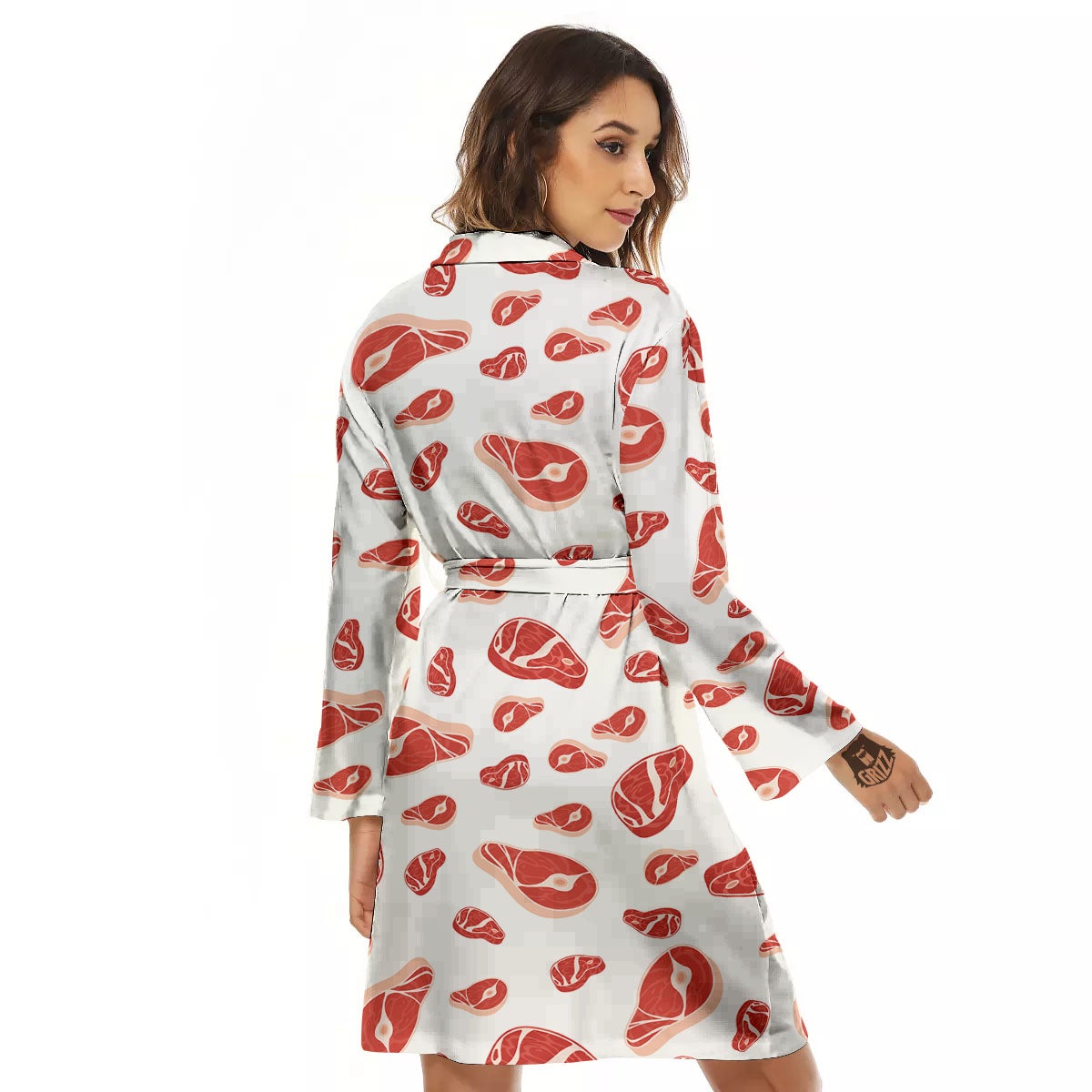 Meat Print Pattern Women's Robe-grizzshop