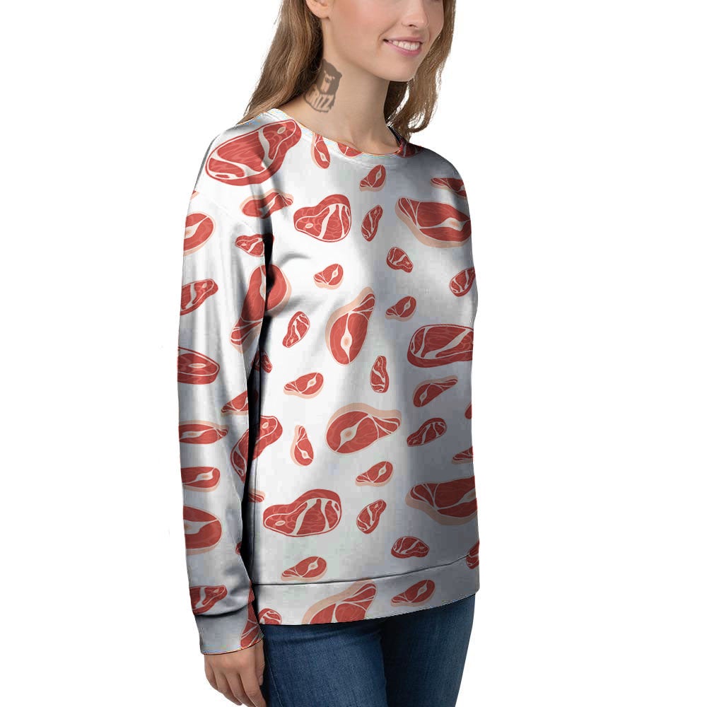 Meat Print Pattern Women's Sweatshirt-grizzshop
