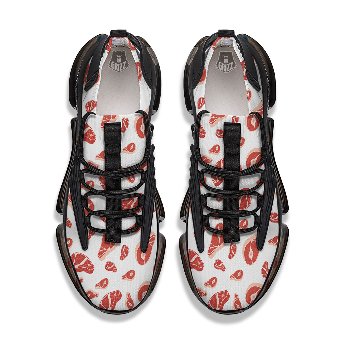 Meat Red Print Pattern Black Gym Shoes-grizzshop