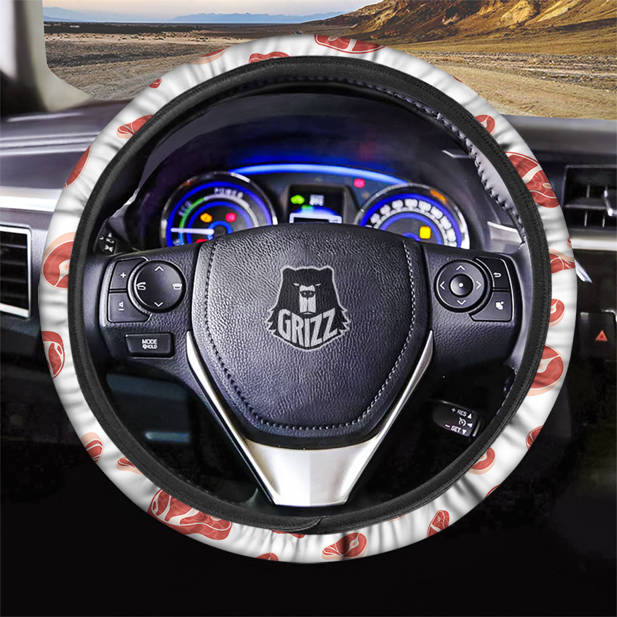 Meat Red Print Pattern Car Steering Wheel Cover-grizzshop