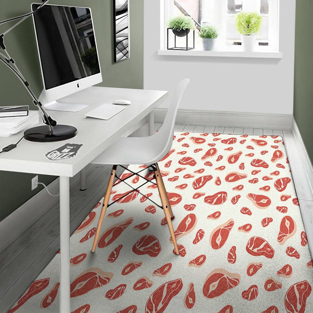 Meat Red Print Pattern Floor Mat-grizzshop