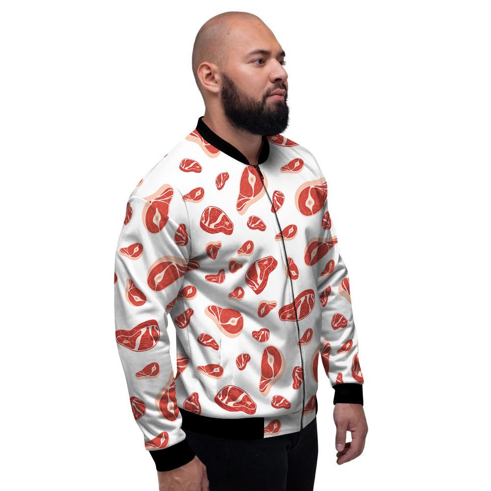 Meat Red Print Pattern Men's Bomber Jacket-grizzshop