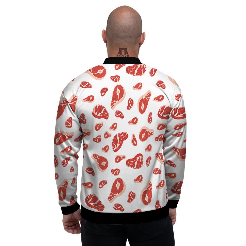 Meat Red Print Pattern Men's Bomber Jacket-grizzshop