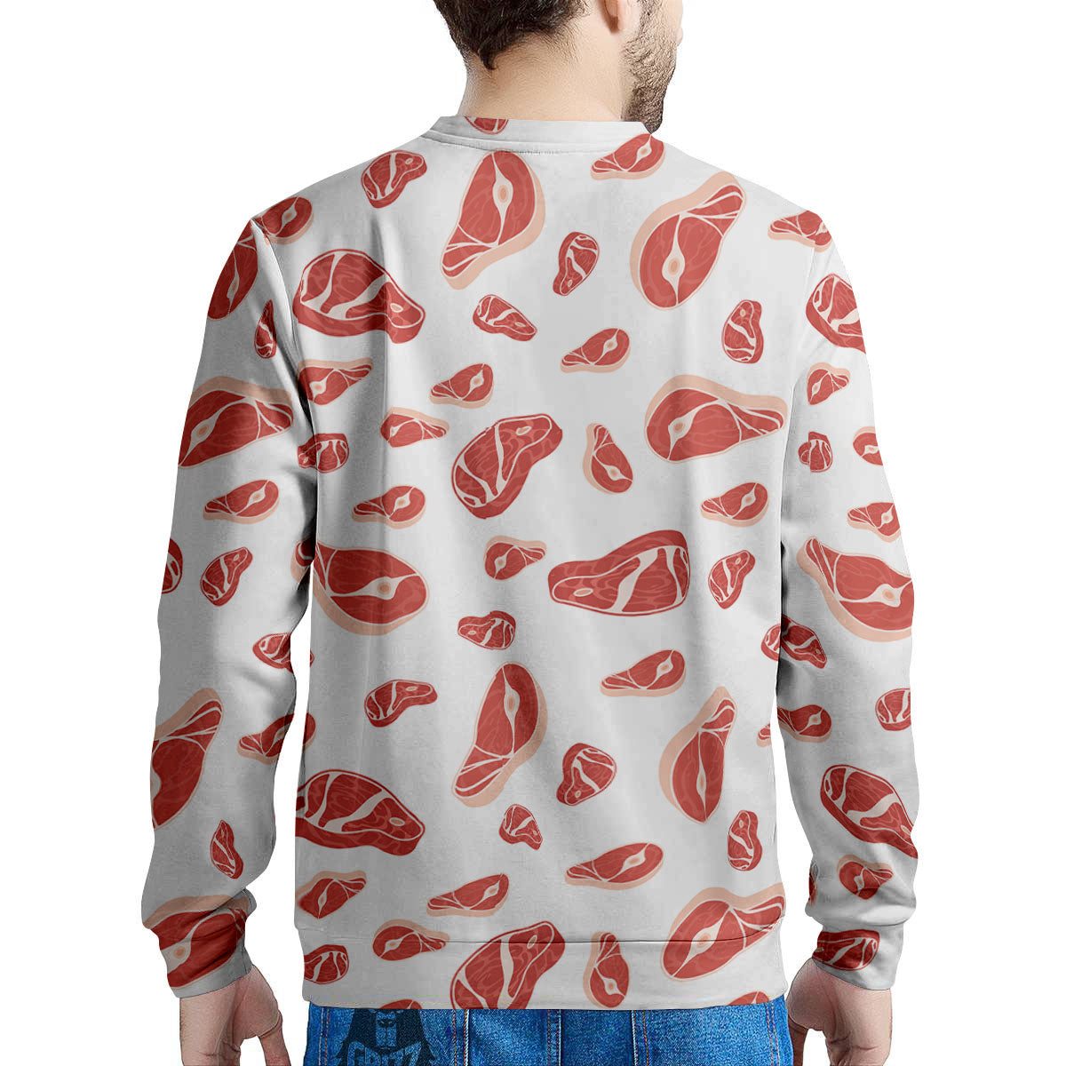 Meat Red Print Pattern Men's Sweatshirt-grizzshop