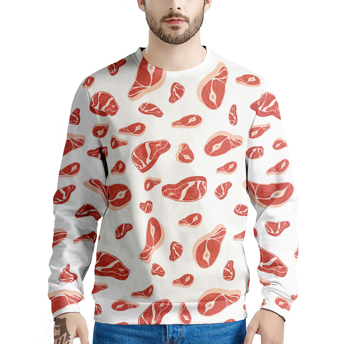 Meat Red Print Pattern Men's Sweatshirt-grizzshop