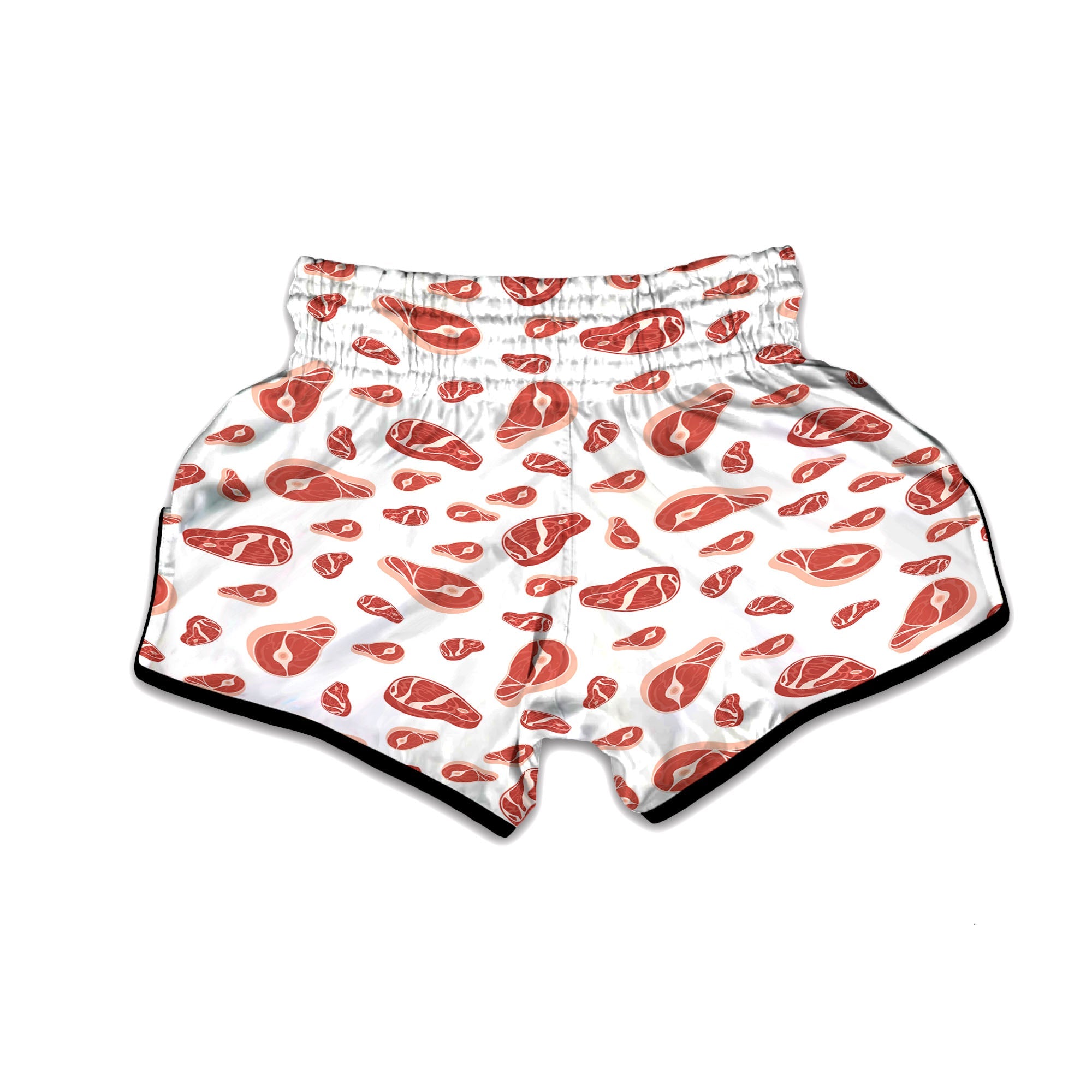 Meat Red Print Pattern Muay Thai Boxing Shorts-grizzshop