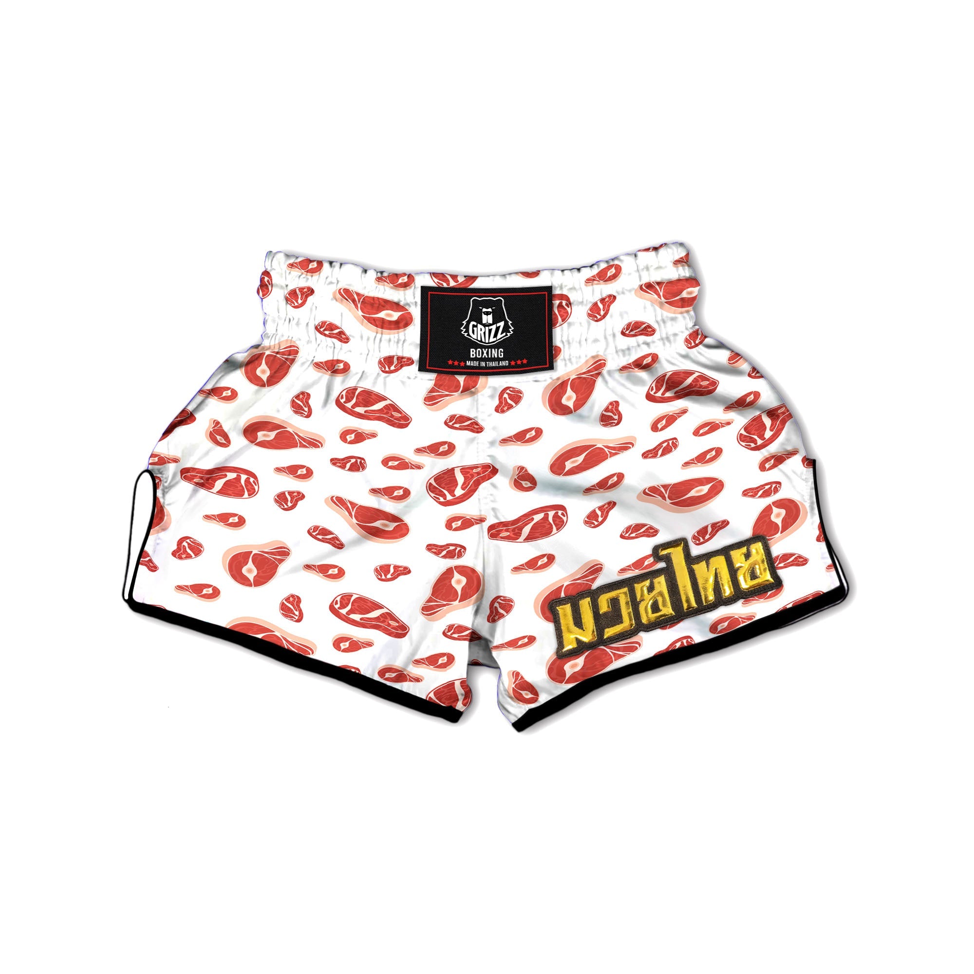 Meat Red Print Pattern Muay Thai Boxing Shorts-grizzshop