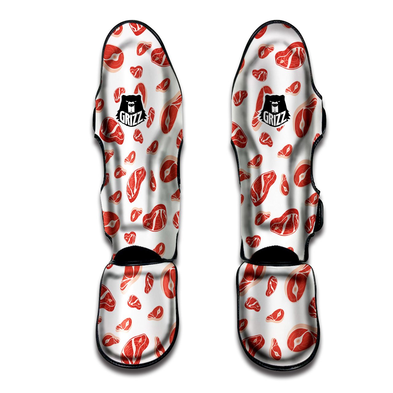 Meat Red Print Pattern Muay Thai Shin Guards-grizzshop