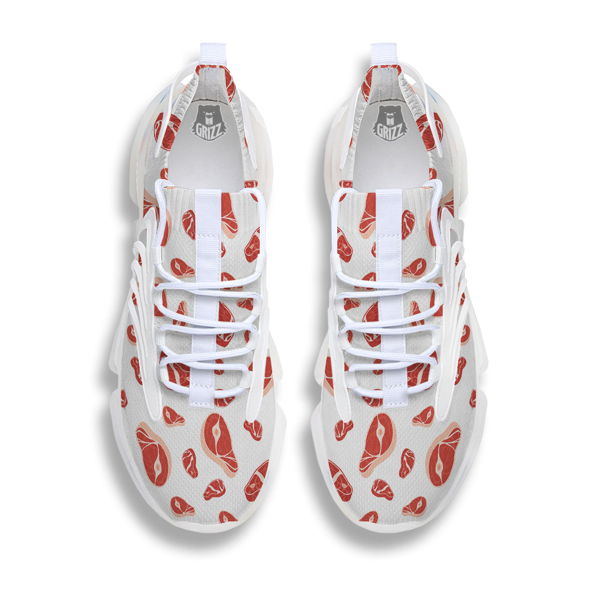 Meat Red Print Pattern White Gym Shoes-grizzshop