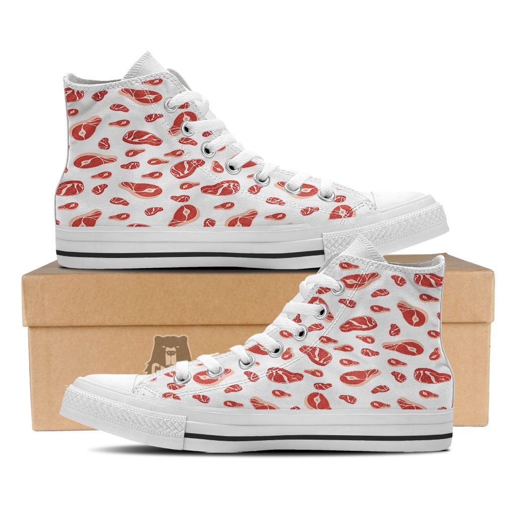 Meat Red Print Pattern White High Top Shoes-grizzshop