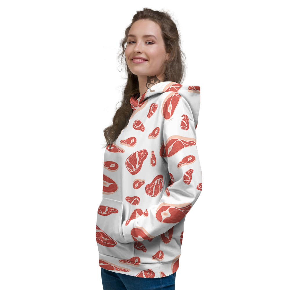 Meat Red Print Pattern Women's Hoodie-grizzshop