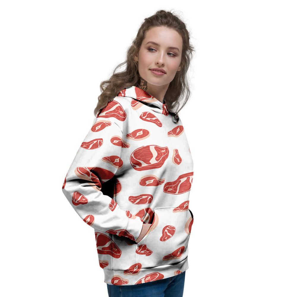 Meat Red Print Pattern Women's Hoodie-grizzshop