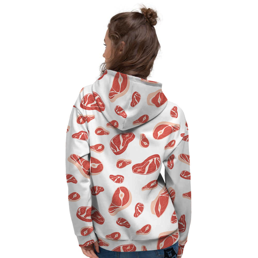 Meat Red Print Pattern Women's Hoodie-grizzshop