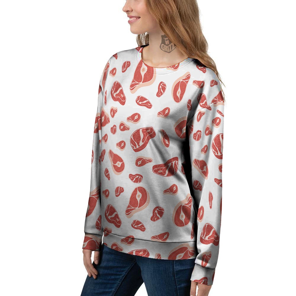 Meat Red Print Pattern Women's Sweatshirt-grizzshop