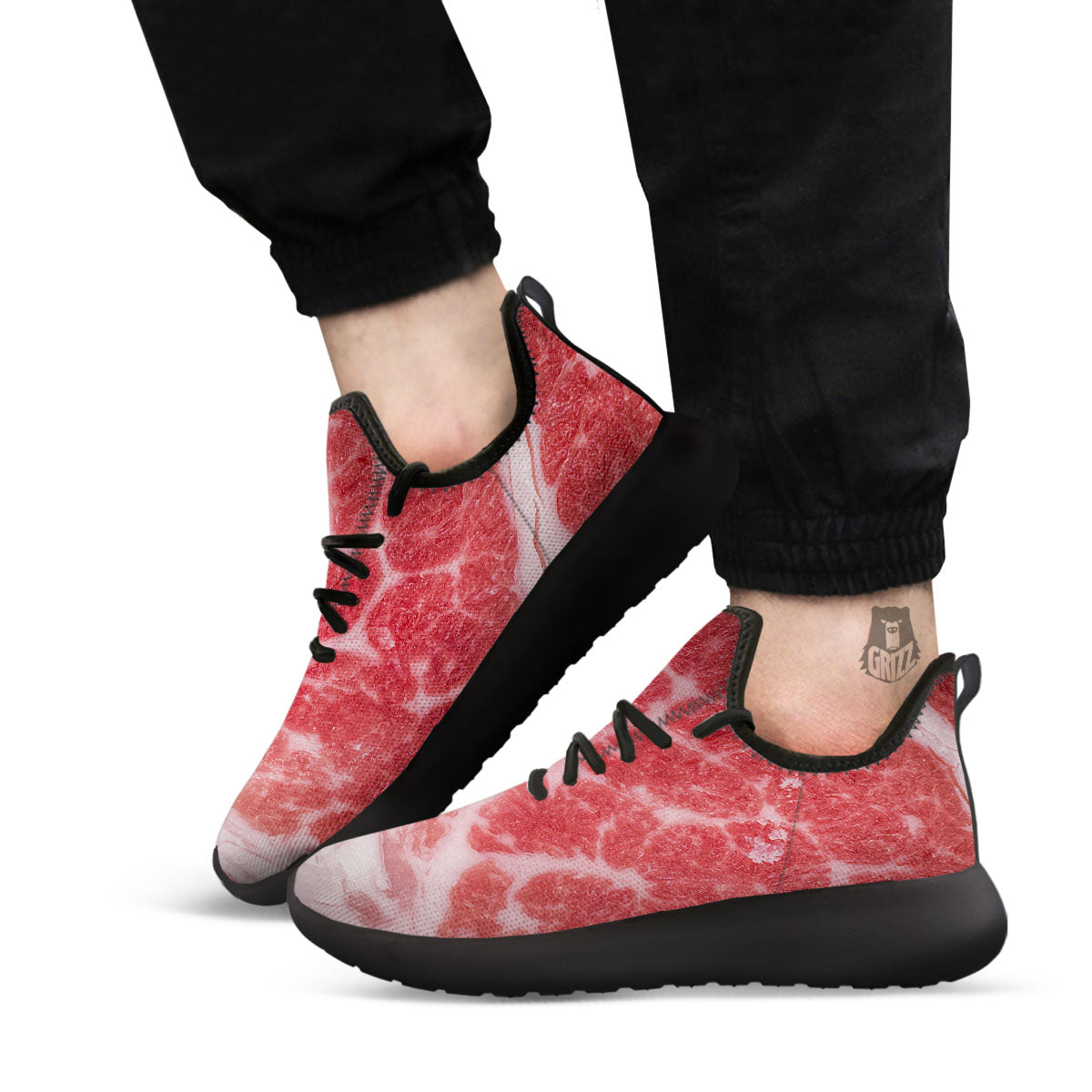 Meat Wagyu Beef Print Black Athletic Shoes-grizzshop