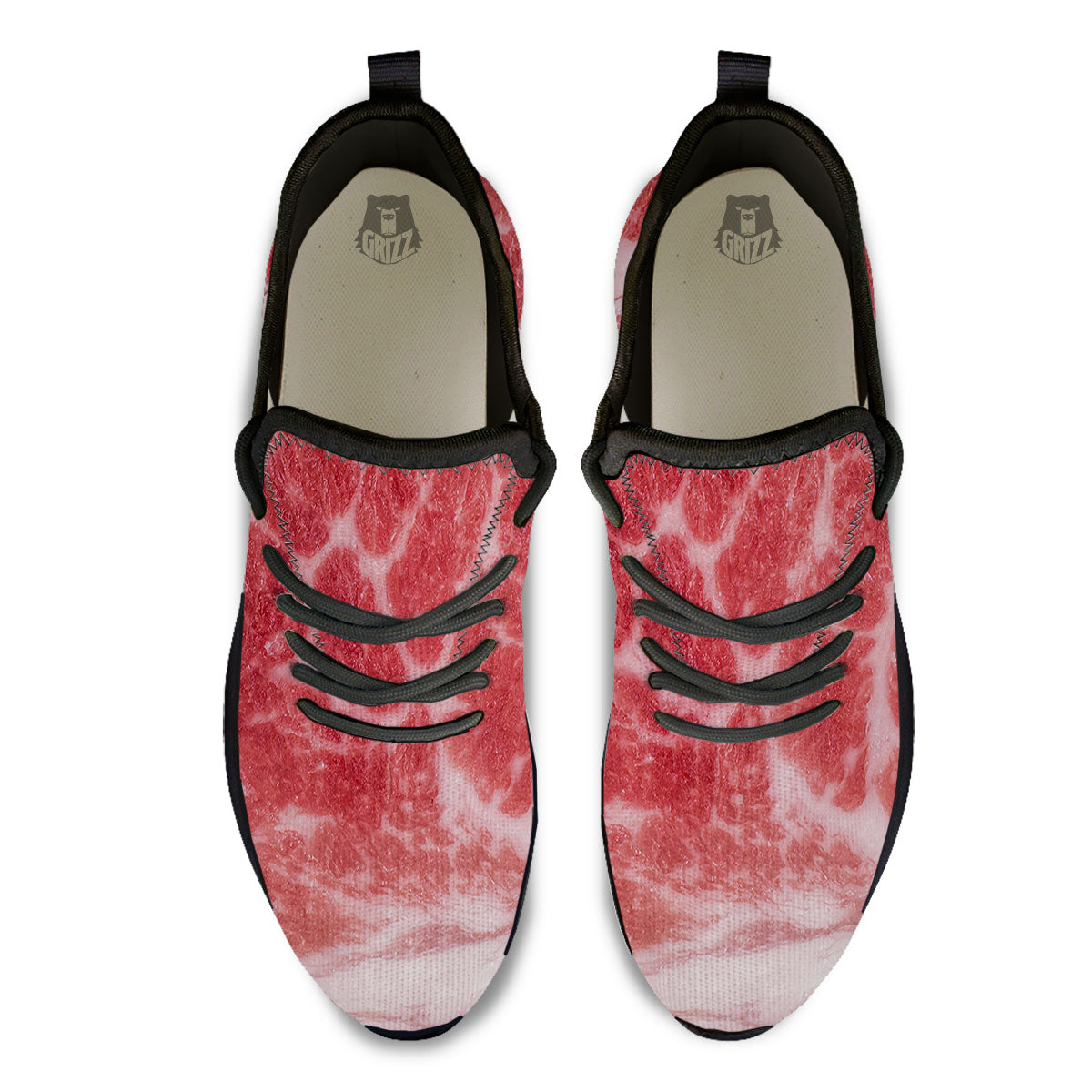 Meat Wagyu Beef Print Black Athletic Shoes-grizzshop