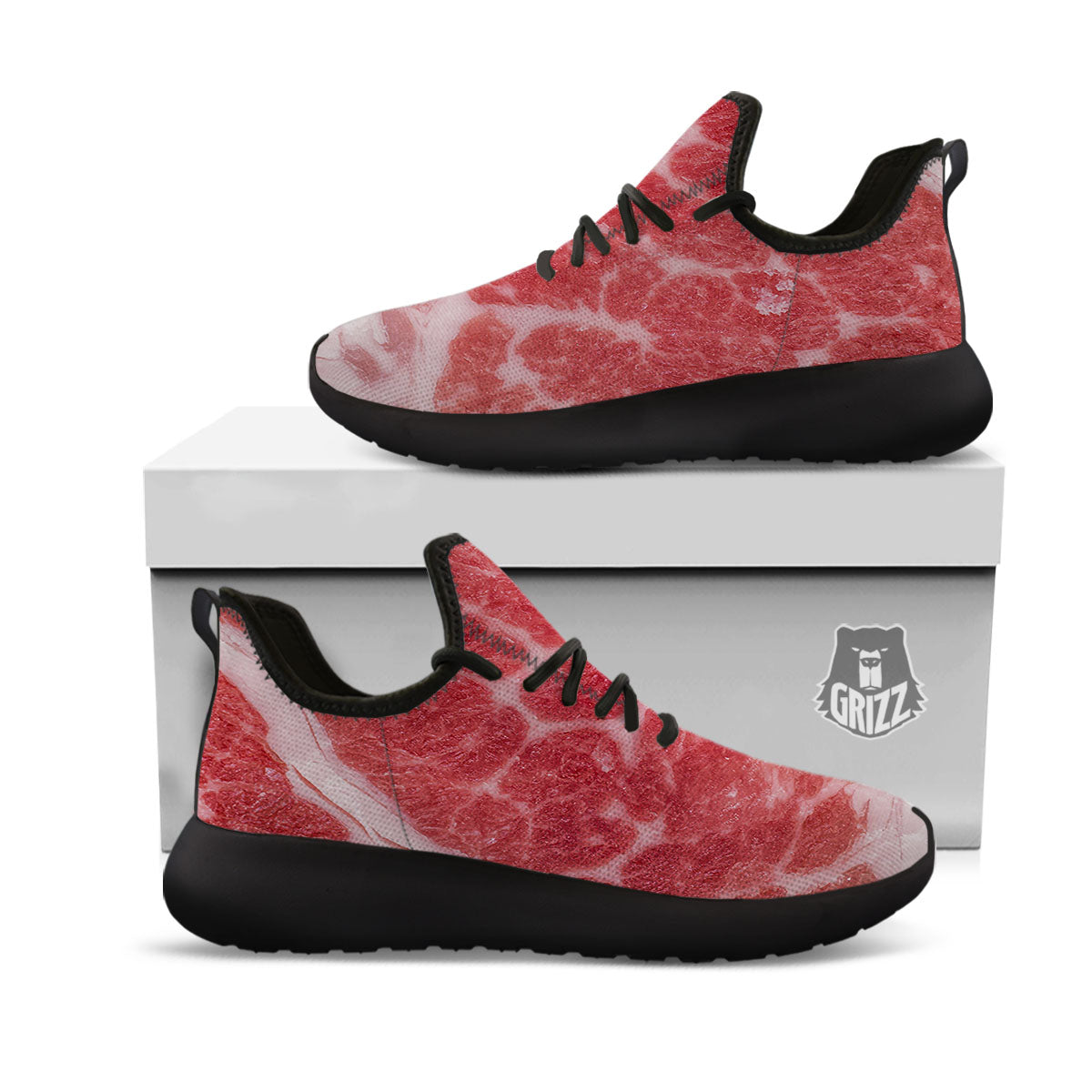 Meat Wagyu Beef Print Black Athletic Shoes-grizzshop
