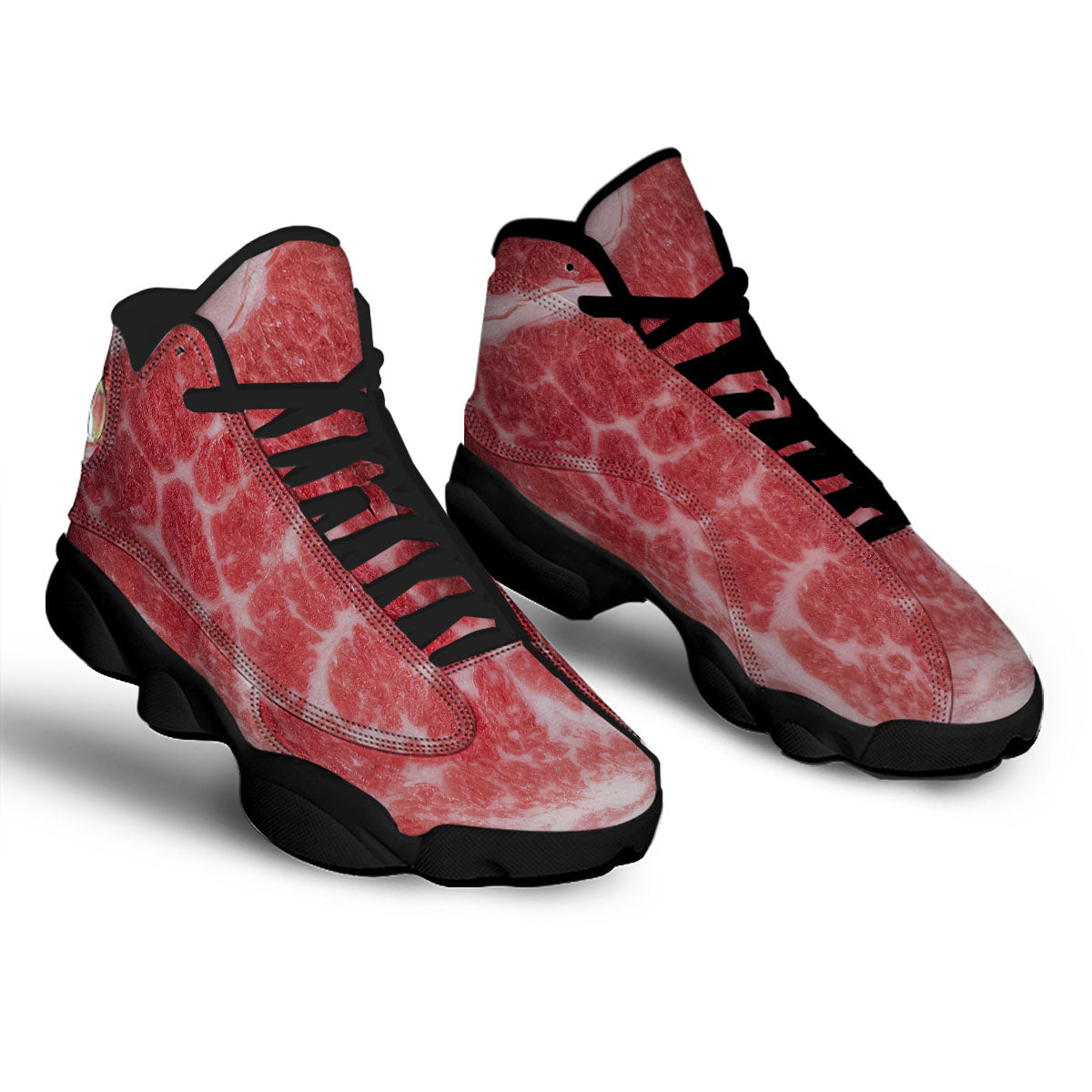 Meat Wagyu Beef Print Black Basketball Shoes-grizzshop