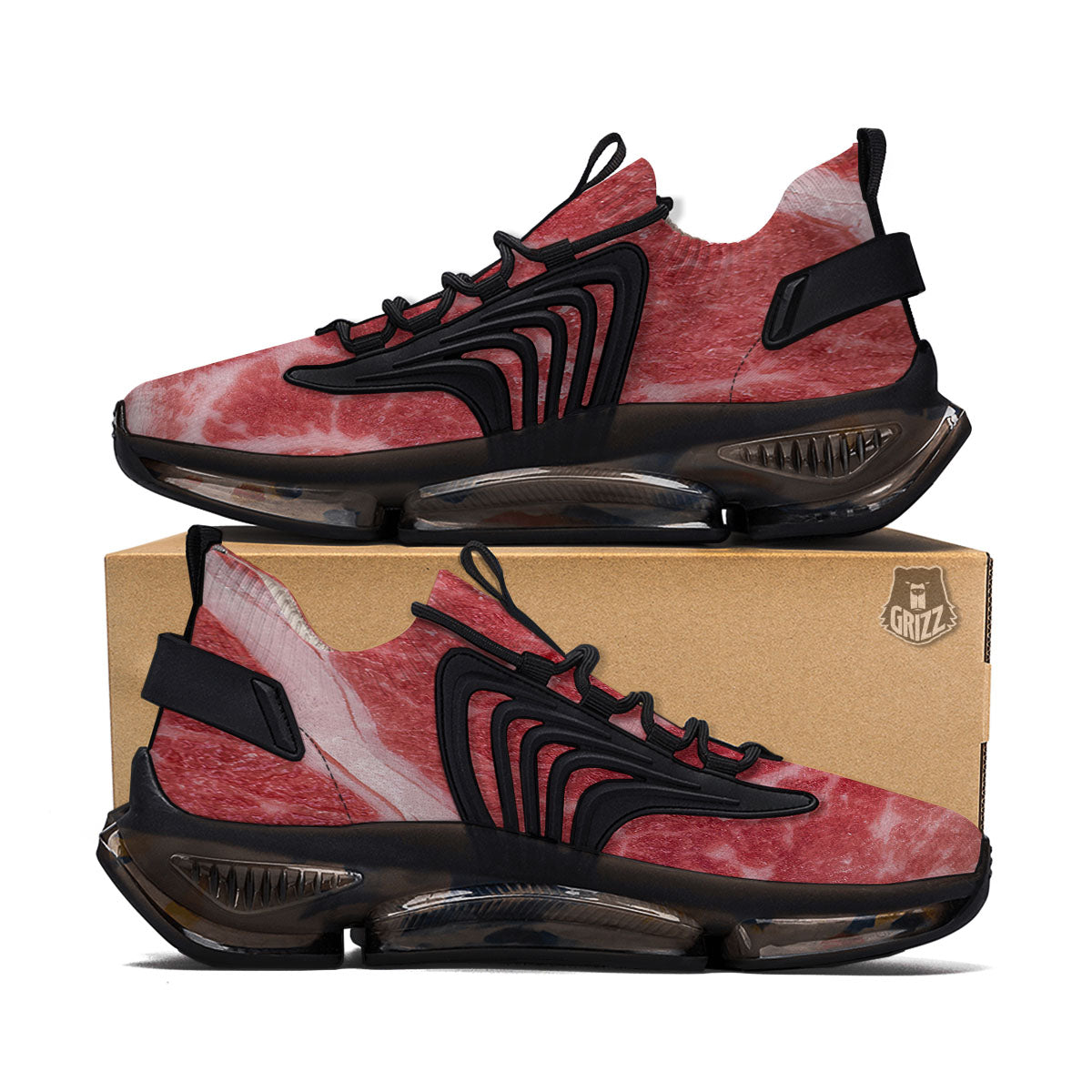 Meat Wagyu Beef Print Black Gym Shoes-grizzshop