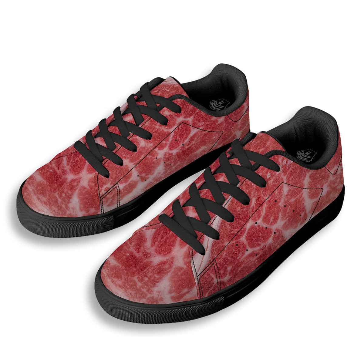Meat Wagyu Beef Print Black Low Top Sneakers-grizzshop