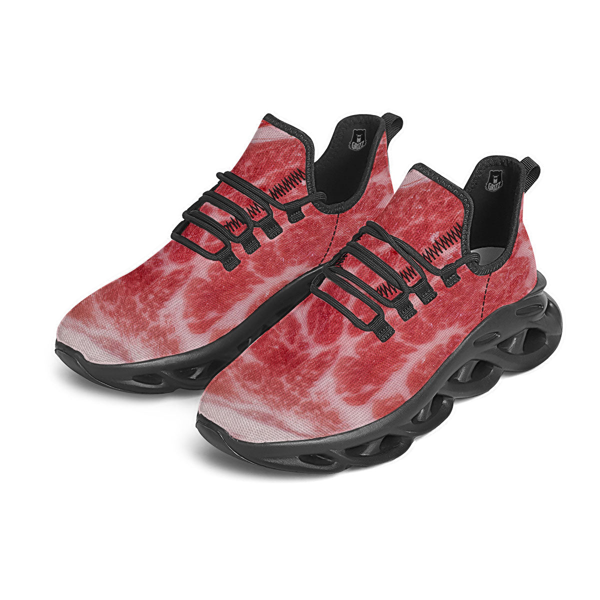 Meat Wagyu Beef Print Black Running Shoes-grizzshop