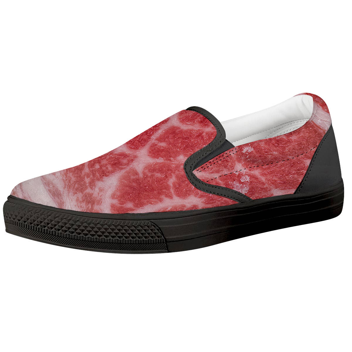 Meat Wagyu Beef Print Black Slip On Shoes-grizzshop