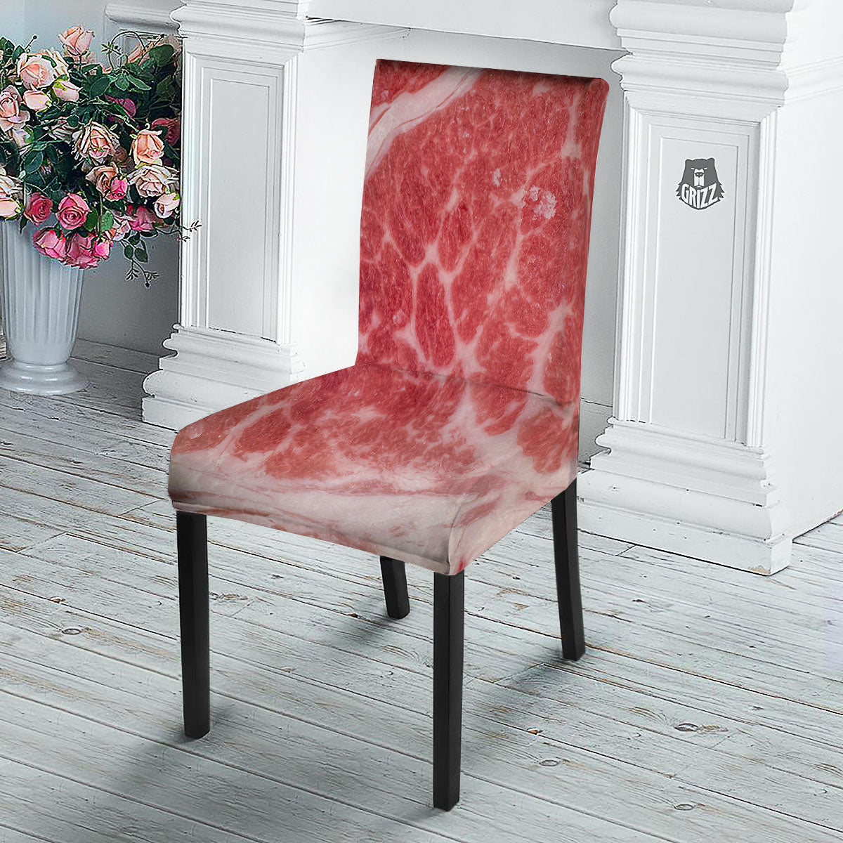 Meat Wagyu Beef Print Dining Chair Slipcover-grizzshop