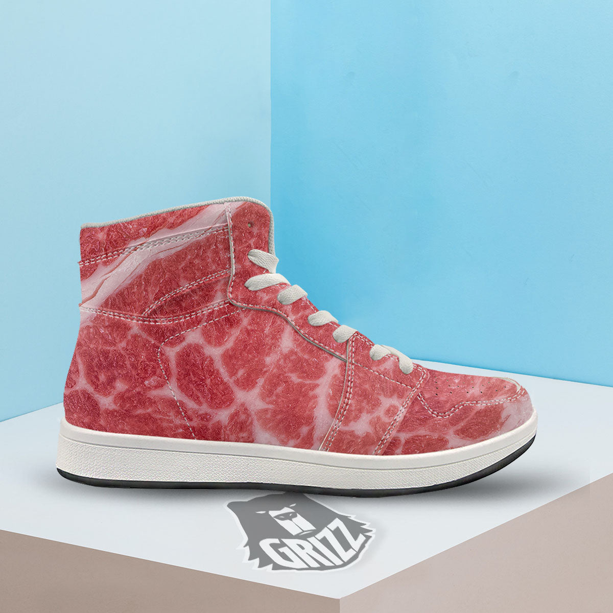 Meat Wagyu Beef Print High Top Sneakers-grizzshop
