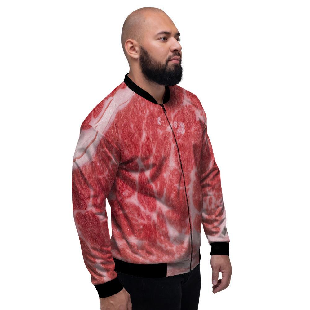 Meat Wagyu Beef Print Men's Bomber Jacket-grizzshop