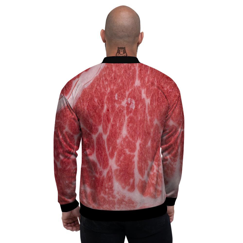 Meat Wagyu Beef Print Men's Bomber Jacket-grizzshop