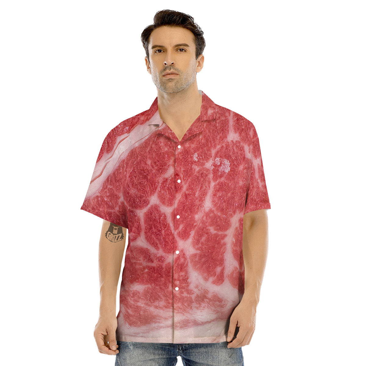 Meat Wagyu Beef Print Men's Hawaiian Shirt-grizzshop
