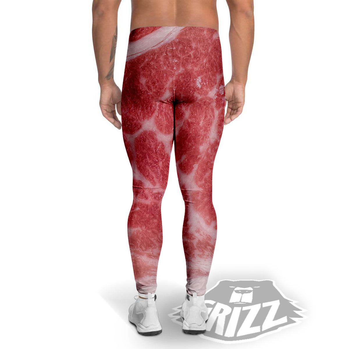 Meat Wagyu Beef Print Men's Leggings-grizzshop
