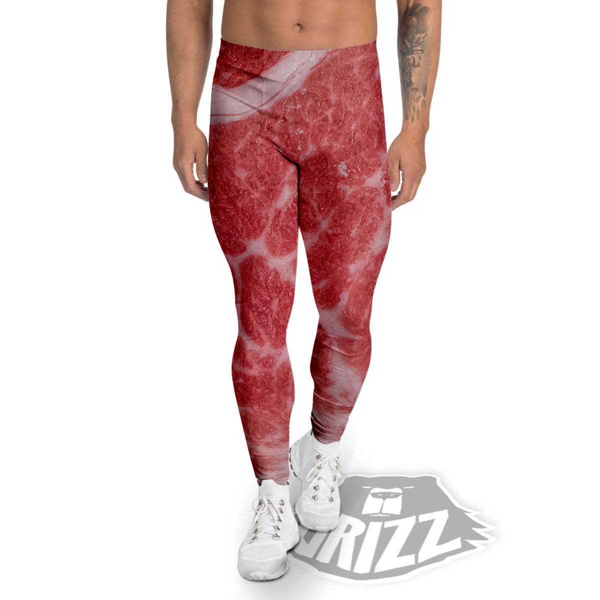 Meat Wagyu Beef Print Men's Leggings-grizzshop