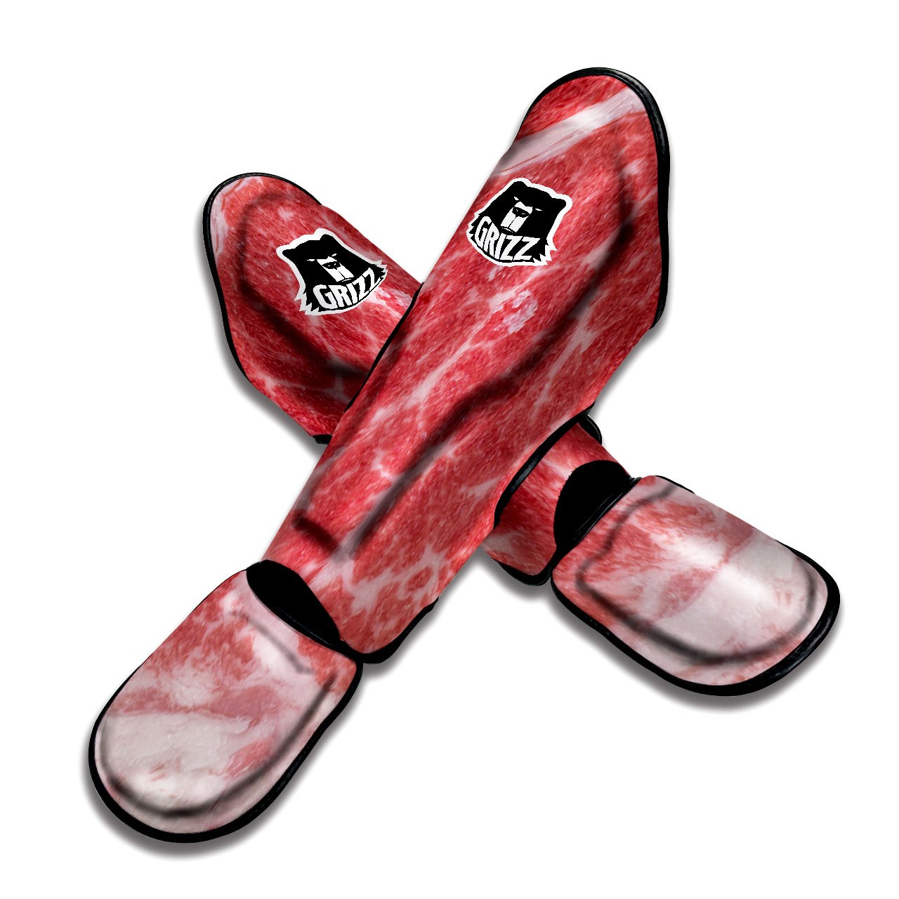 Meat Wagyu Beef Print Muay Thai Shin Guards-grizzshop