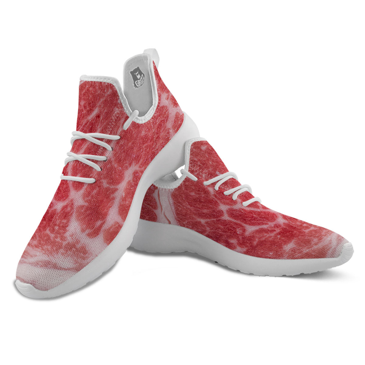 Meat Wagyu Beef Print White Athletic Shoes-grizzshop