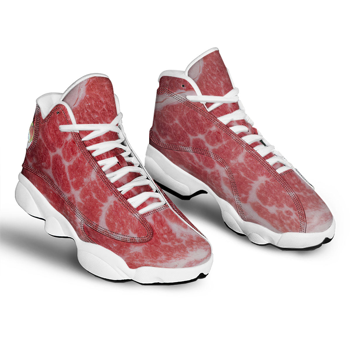 Meat Wagyu Beef Print White Basketball Shoes-grizzshop