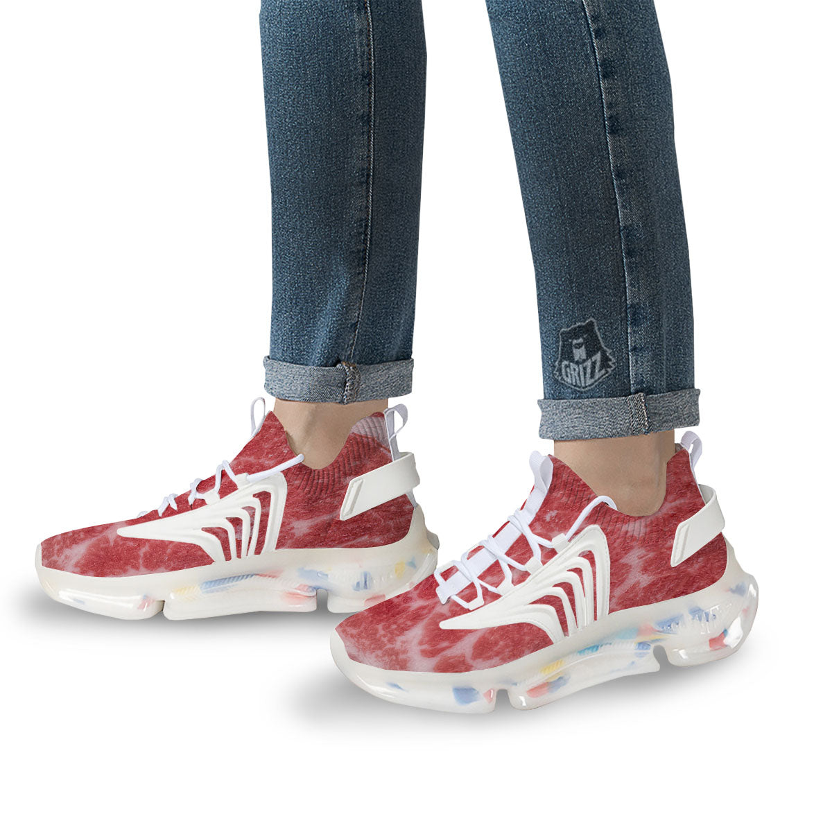 Meat Wagyu Beef Print White Gym Shoes-grizzshop