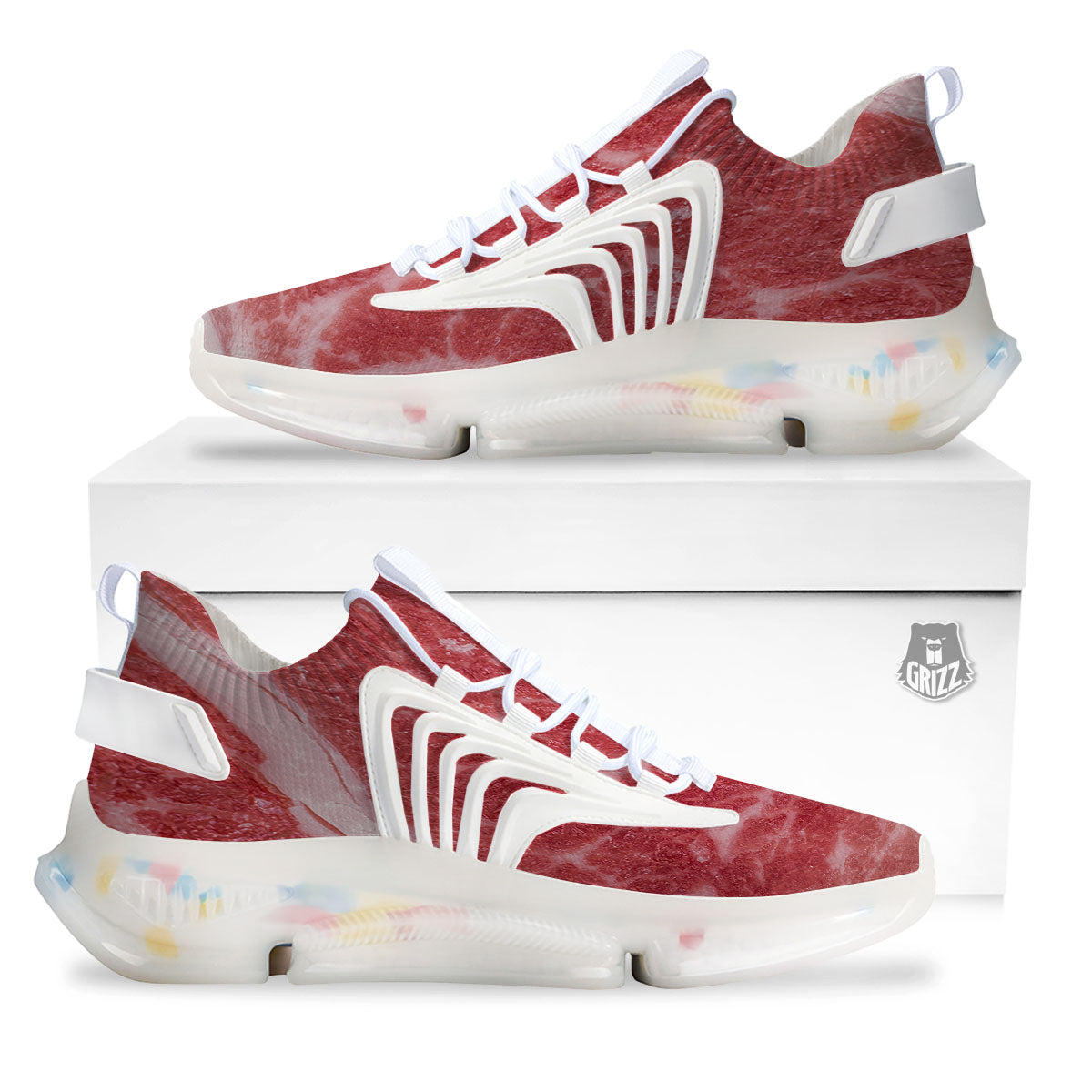 Meat Wagyu Beef Print White Gym Shoes-grizzshop