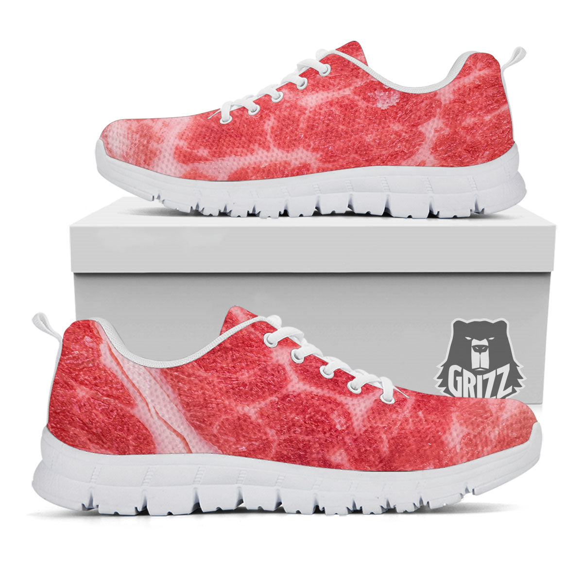 Meat Wagyu Beef Print White Sneaker-grizzshop