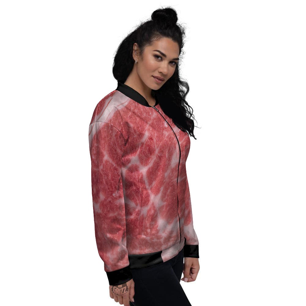 Meat Wagyu Beef Print Women's Bomber Jacket-grizzshop