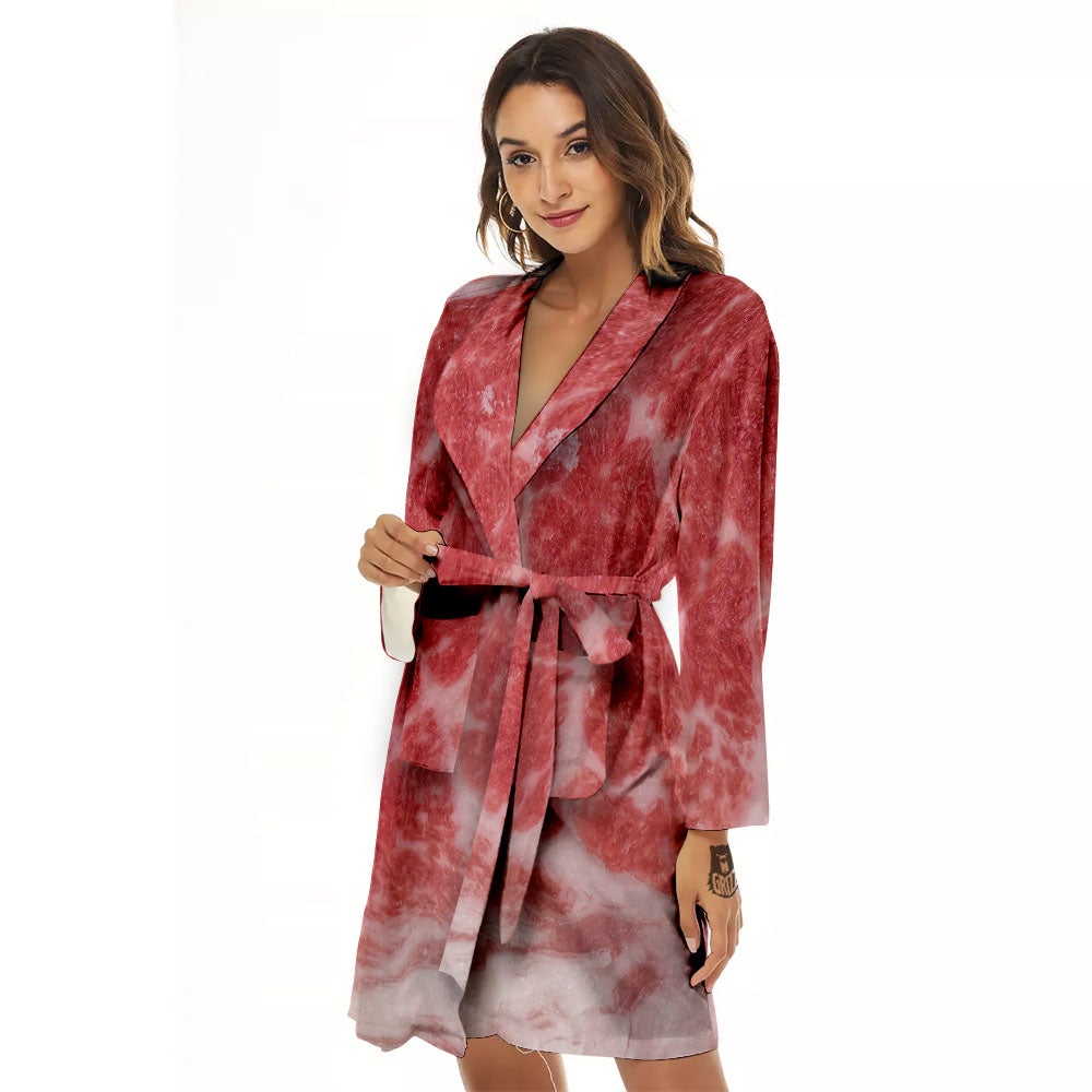 Meat Wagyu Beef Print Women's Robe-grizzshop