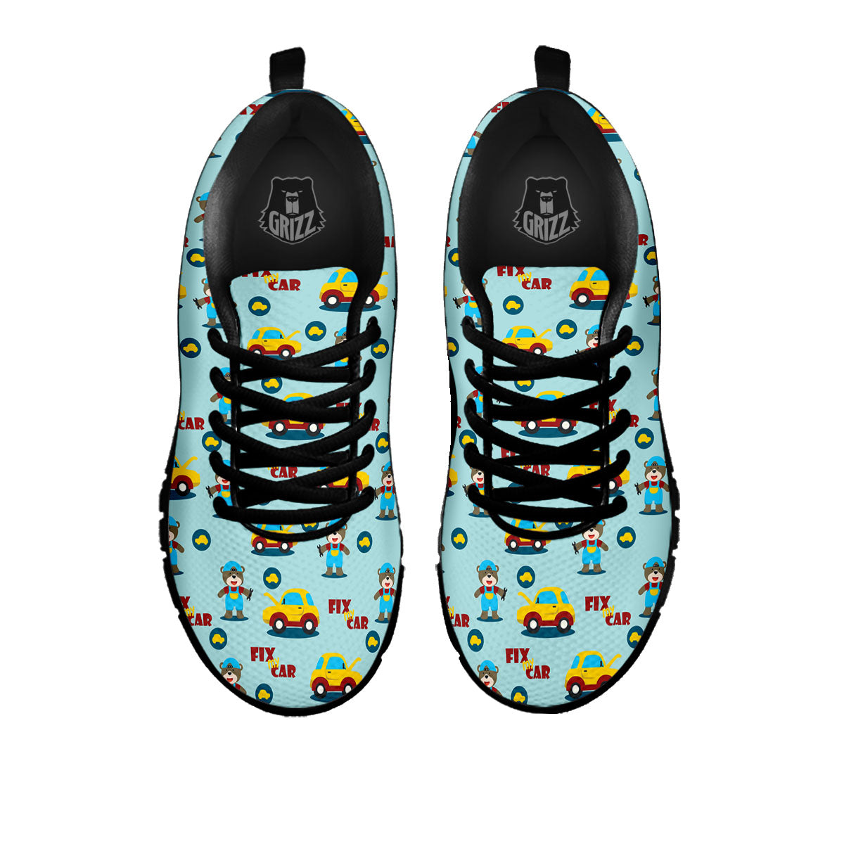 Mechanic Cartoon Print Pattern Black Sneaker-grizzshop